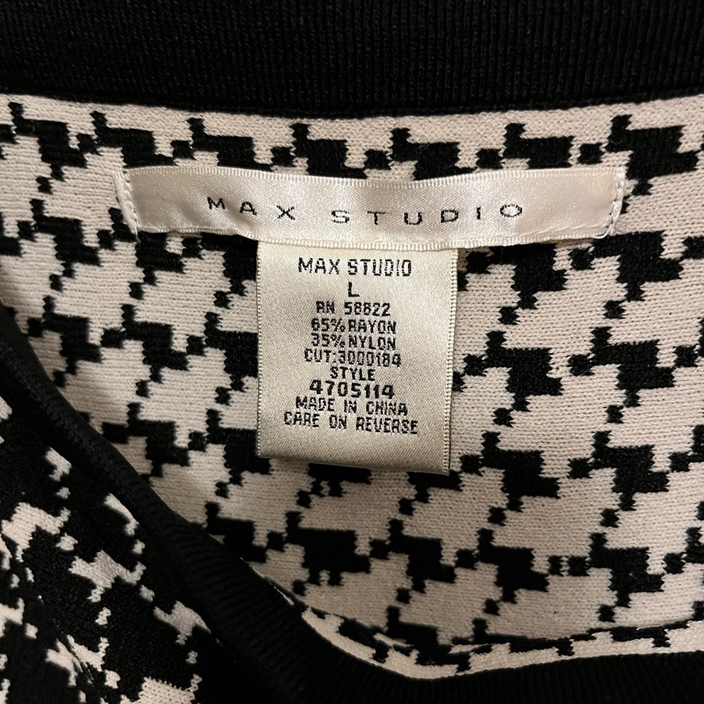 Max Studio Black and White Houndstooth A Line Skirt Large - Picture 3 of 4